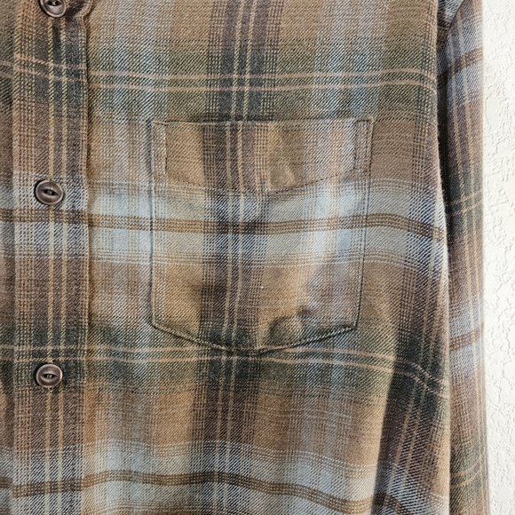 Weatherproof Vintage Shirt Mens Tan/Black Plaid Flannel Button Up Long Sleeve M - Picture 11 of 13